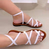Women's Gladiator Strap Sandals Flat Fisherman Thong Cross Strappy Sandals Valentines