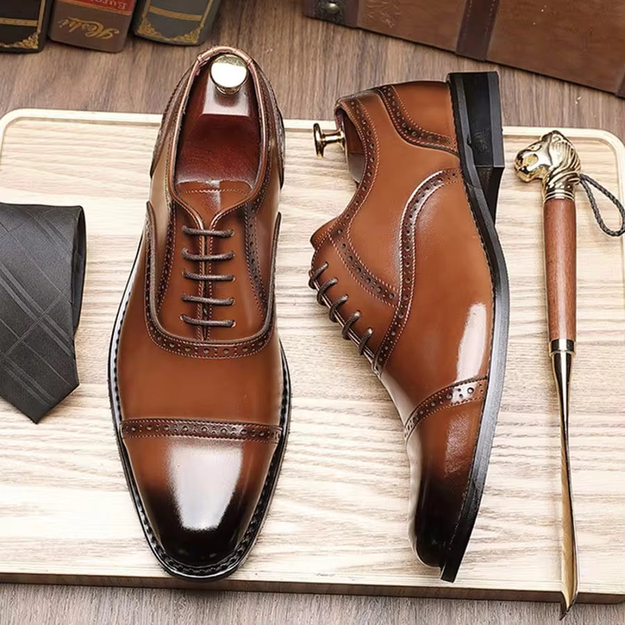 JASONSTAR Men's Classic Brogue Oxford Shoes - Split, Pointed Toe, Lace-Up Dress Shoes For Business & Casual Wear